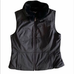 ANN TAYLOR VEST FAUX FUR LINED & COLLAR